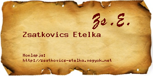 Zsatkovics Etelka névjegykártya